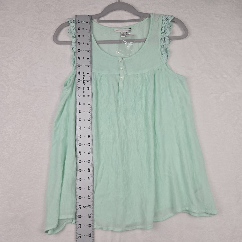 NWOT Lauren Conrad Light Green Sleeveless‎ Blouse Small Crochet - Picture 6 of 6